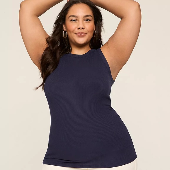 Lane Bryant Ribbed Tank Top Size 26/28 Navy Tunic Basic Minimal Layer Flowy NEW - Picture 10 of 10